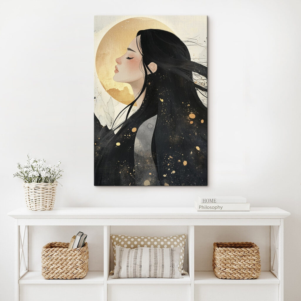 Serene beauty against a soft backdrop