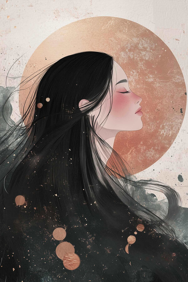 Femme aux longs cheveux noirs Femme aux longs cheveux noirs