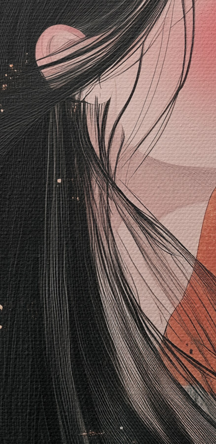Femme aux longs cheveux noirs