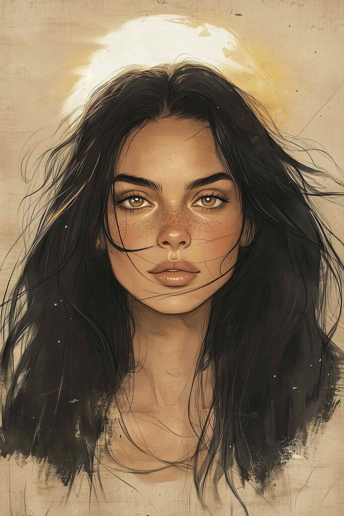 Woman with long black hair Woman with long black hair
