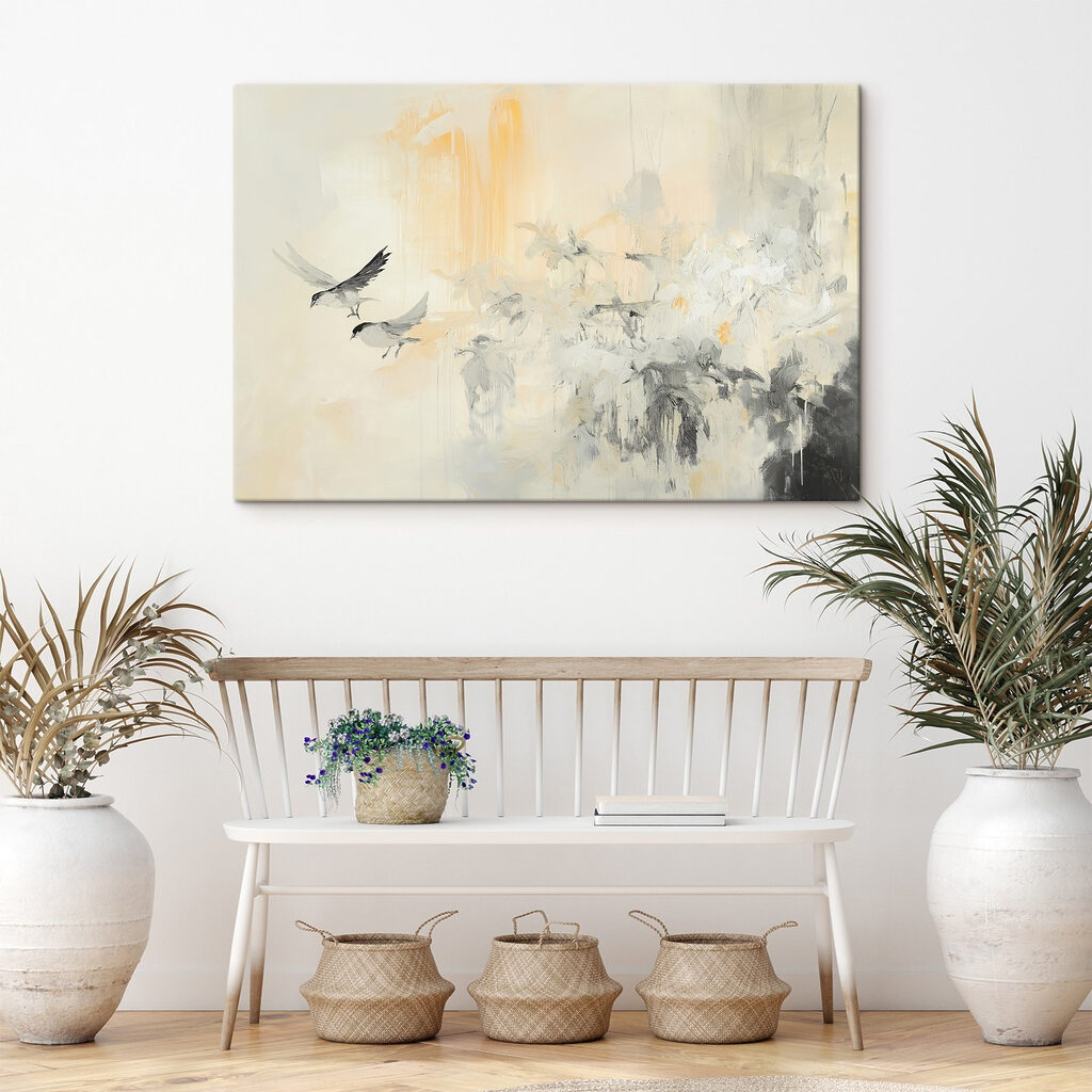 Painting of birds flying in the air