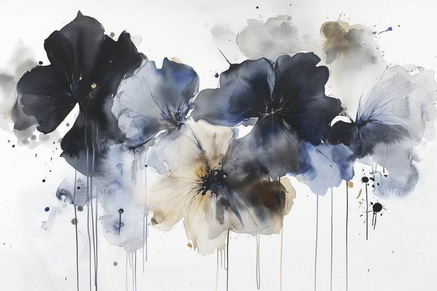 Peinture de fleurs sur fond blanc Peinture de fleurs sur fond blanc