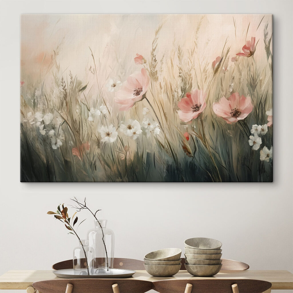 Painting of flowers in a field
