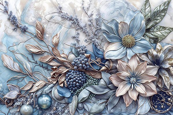 Arrangement floral dans des tons froids Arrangement floral dans des tons froids