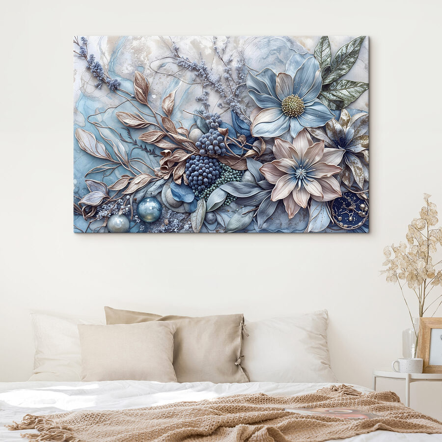 Arrangement floral dans des tons froids
