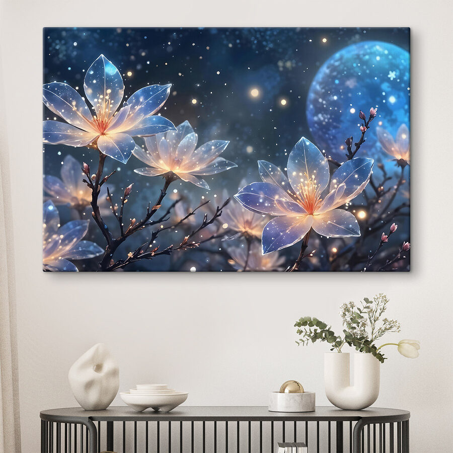 Groupe de fleurs illuminées