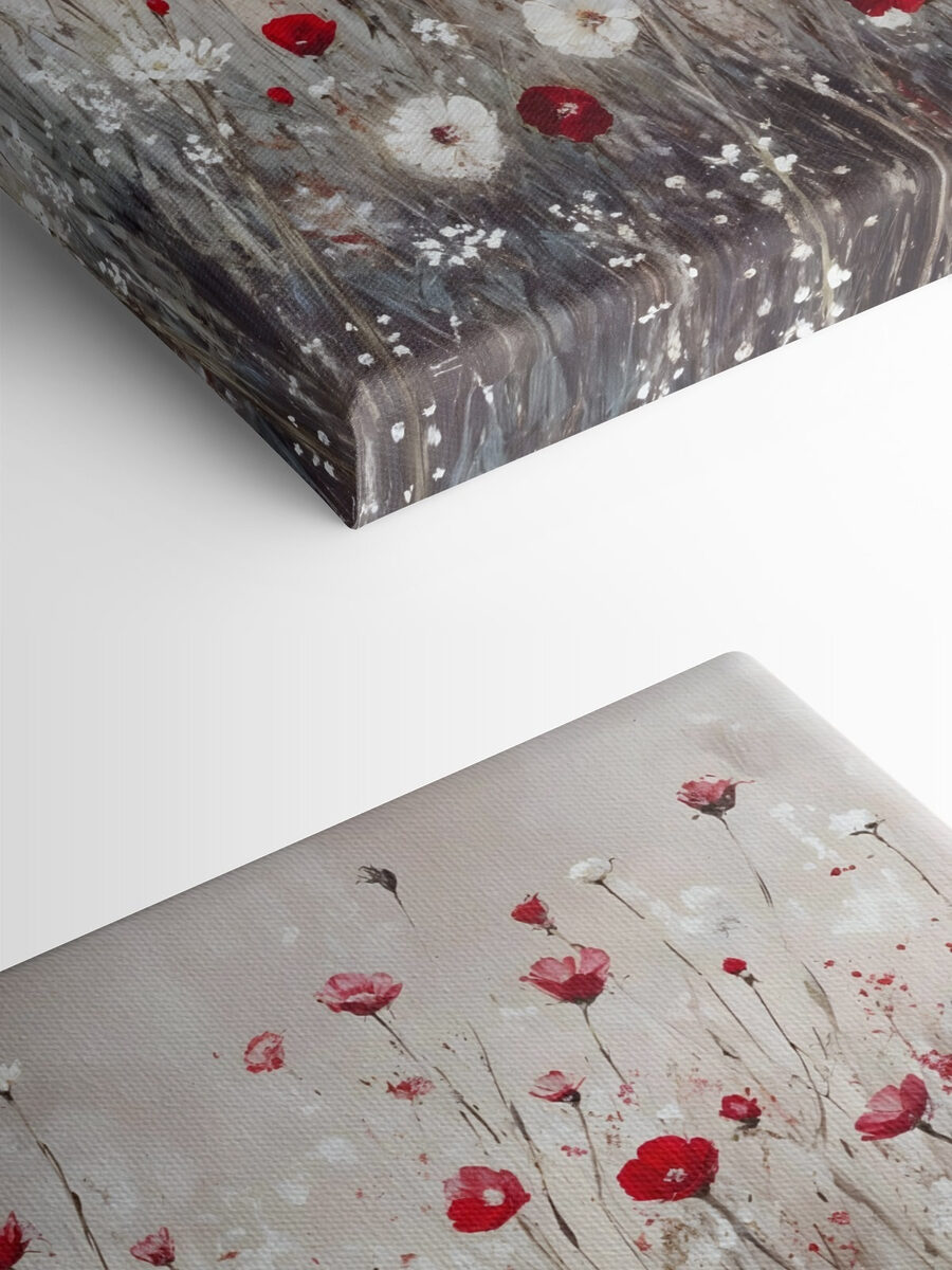 Peinture de fleurs rouges et blanches