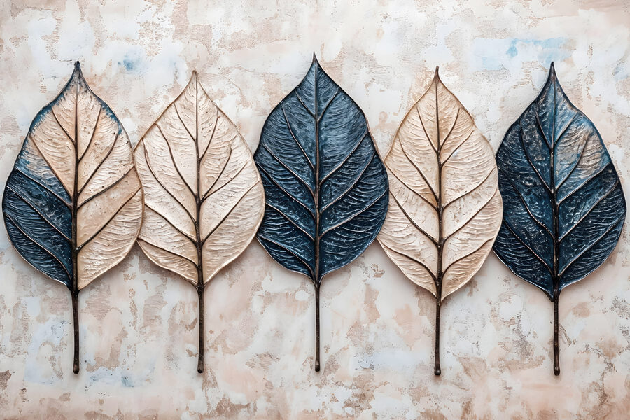 Rangée de feuilles sur une surface en marbre