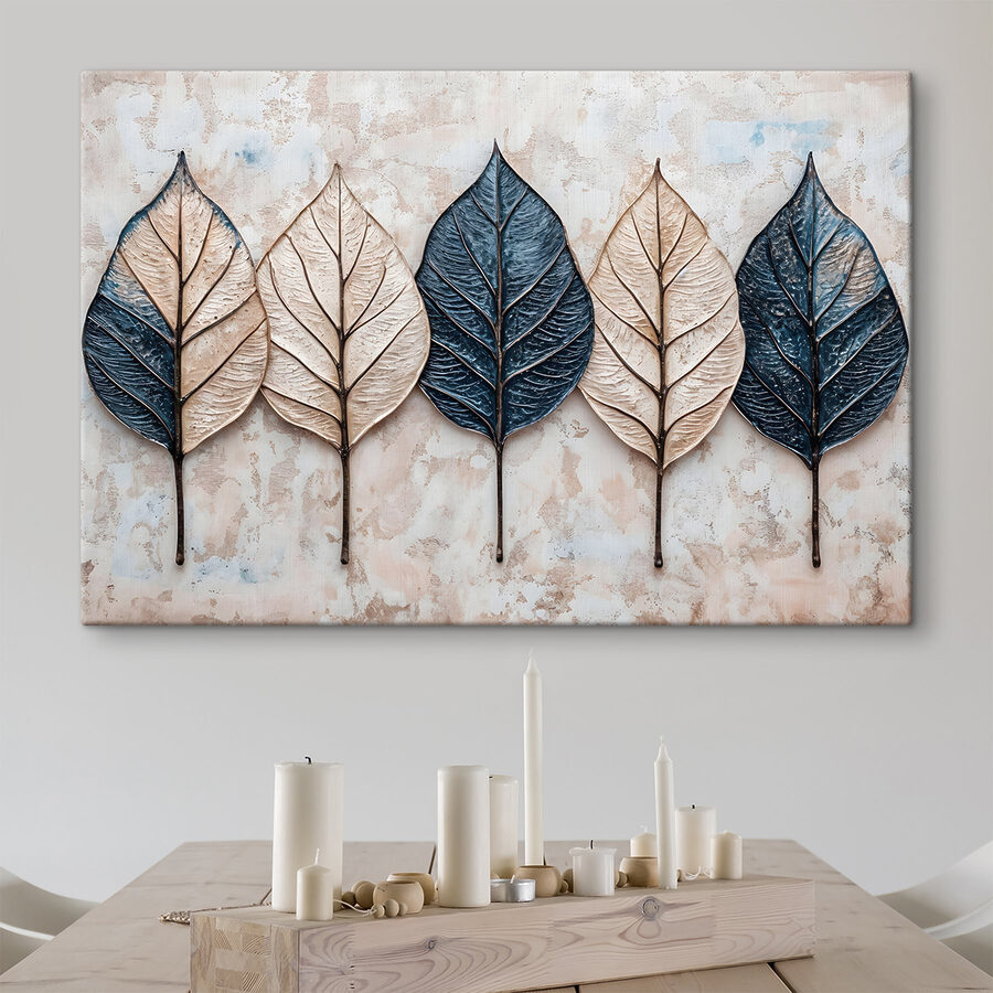 Rangée de feuilles sur une surface en marbre