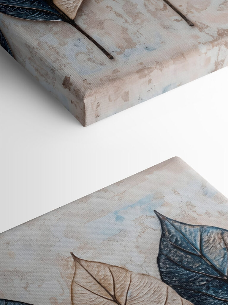 Row of leaves on a marble surface Row of leaves on a marble surface