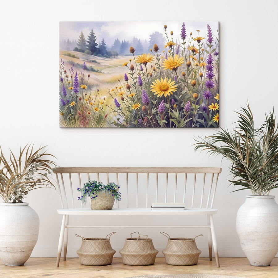 Champ de fleurs et d'herbe