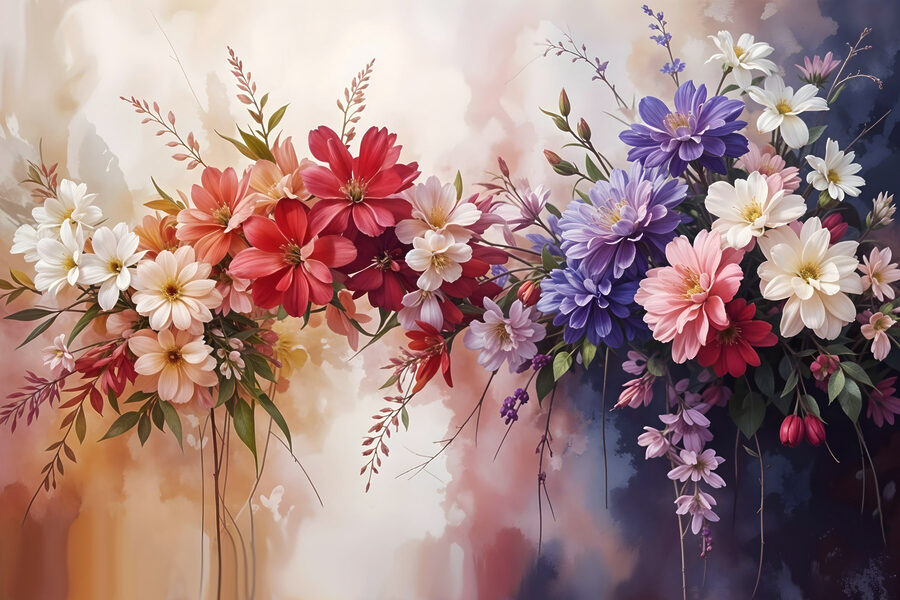 Groupe de fleurs colorées
