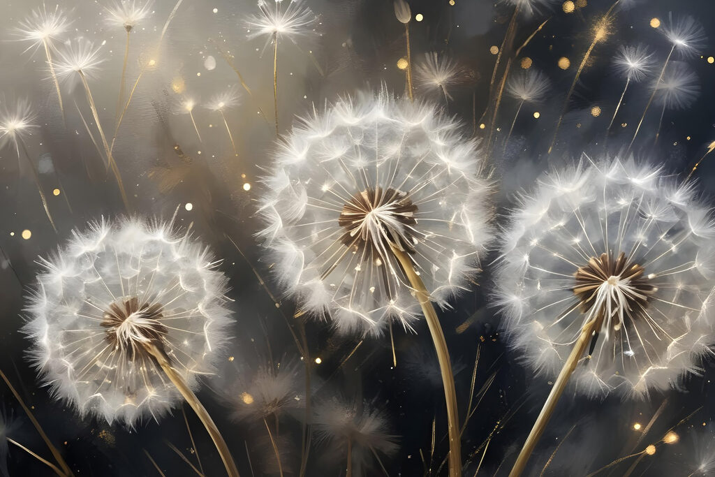 Delicate dandelions in soft light