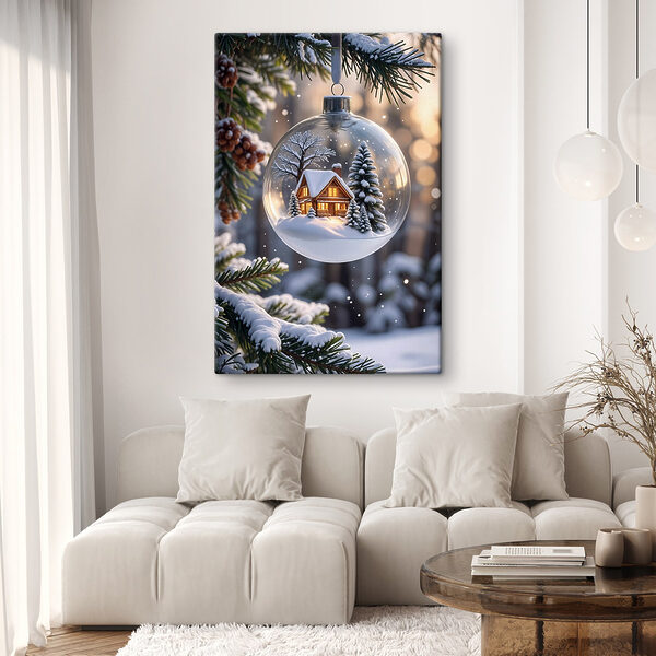 Boule de verre avec une maison et des arbres à l'intérieur Boule de verre avec une maison et des arbres à l'intérieur