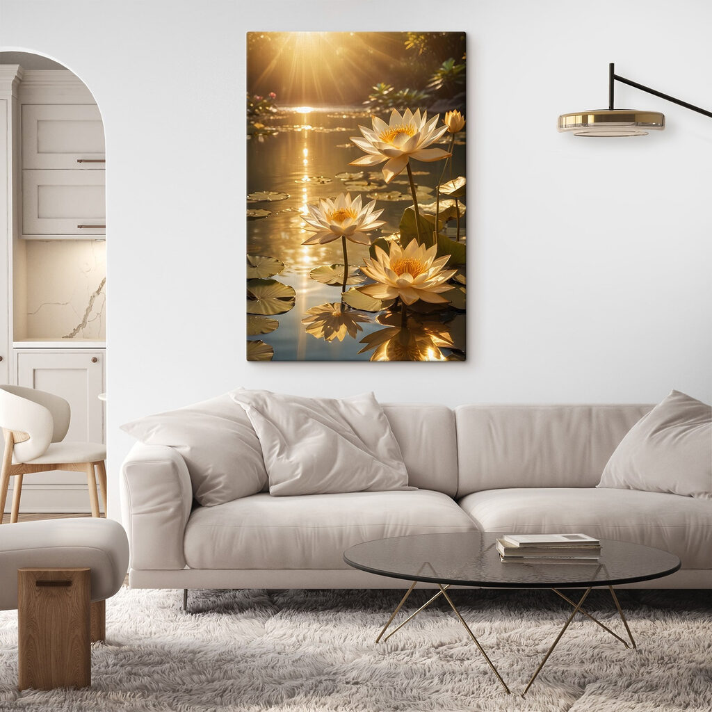 Group of white flowers in a pond Group of white flowers in a pond