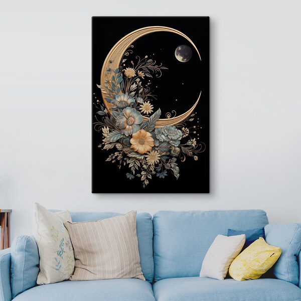 Lune avec fleurs et feuilles Lune avec fleurs et feuilles