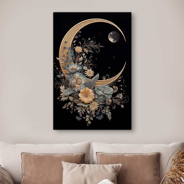 Lune avec fleurs et feuilles Lune avec fleurs et feuilles