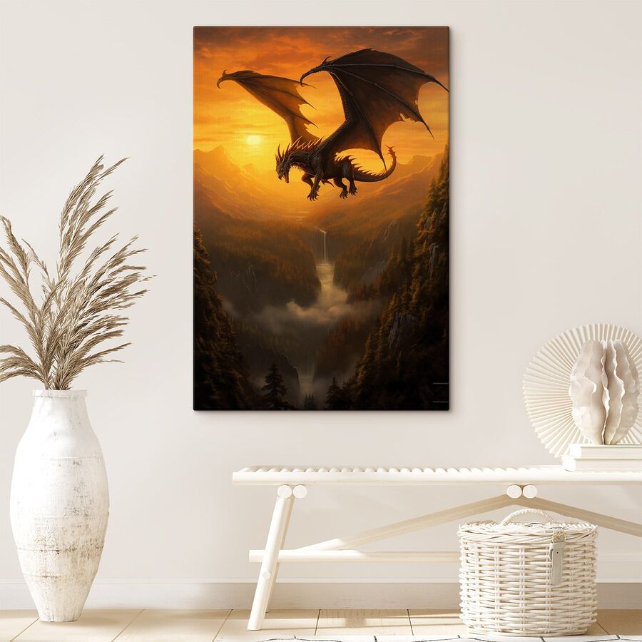 Dragon survolant une vallée Dragon survolant une vallée