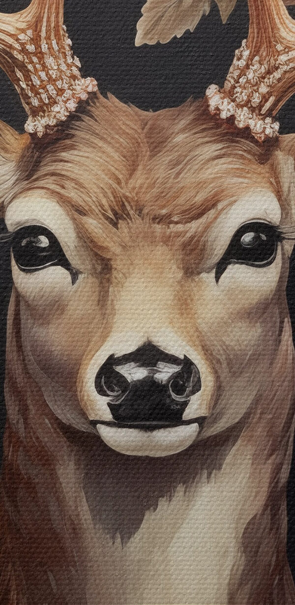 Peinture d'un cerf entouré de fleurs Peinture d'un cerf entouré de fleurs