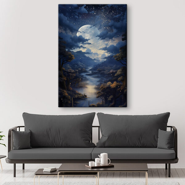 Lune au-dessus d'une rivière Lune au-dessus d'une rivière