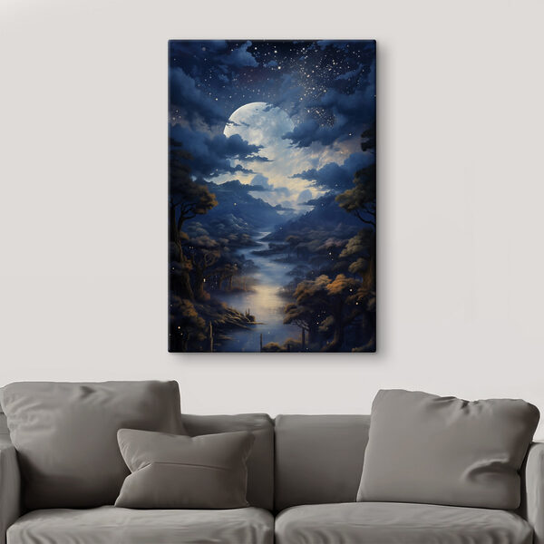 Lune au-dessus d'une rivière Lune au-dessus d'une rivière