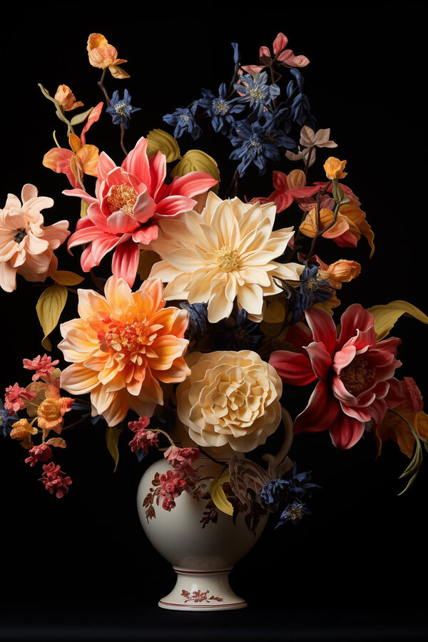 Vase de fleurs sur fond noir Vase de fleurs sur fond noir