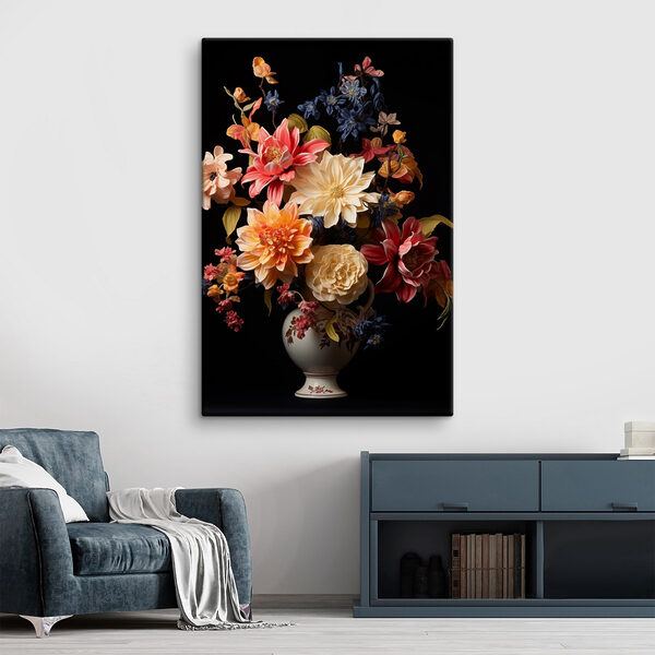 Vase de fleurs sur fond noir Vase de fleurs sur fond noir