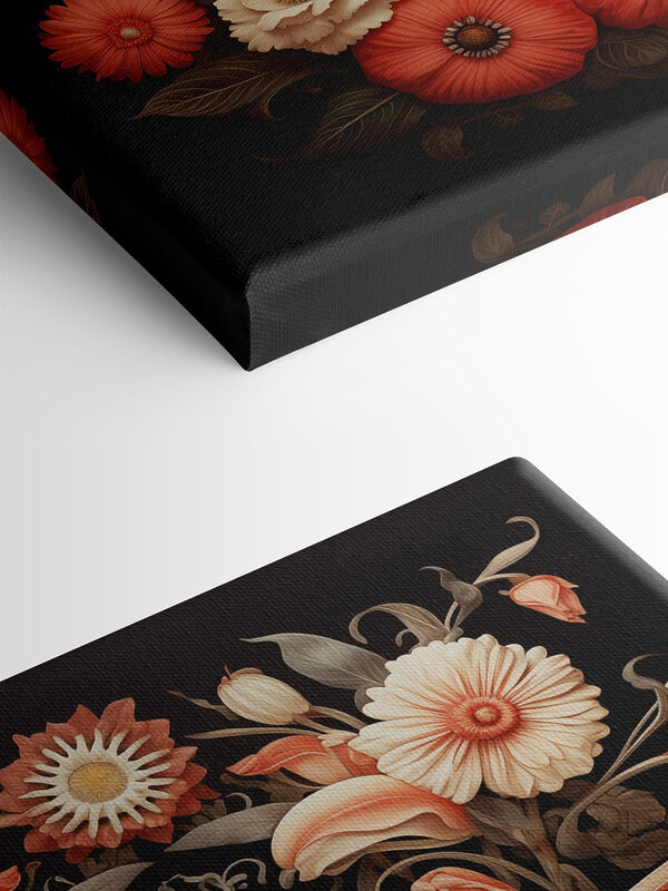Papillon et fleurs sur fond noir Papillon et fleurs sur fond noir