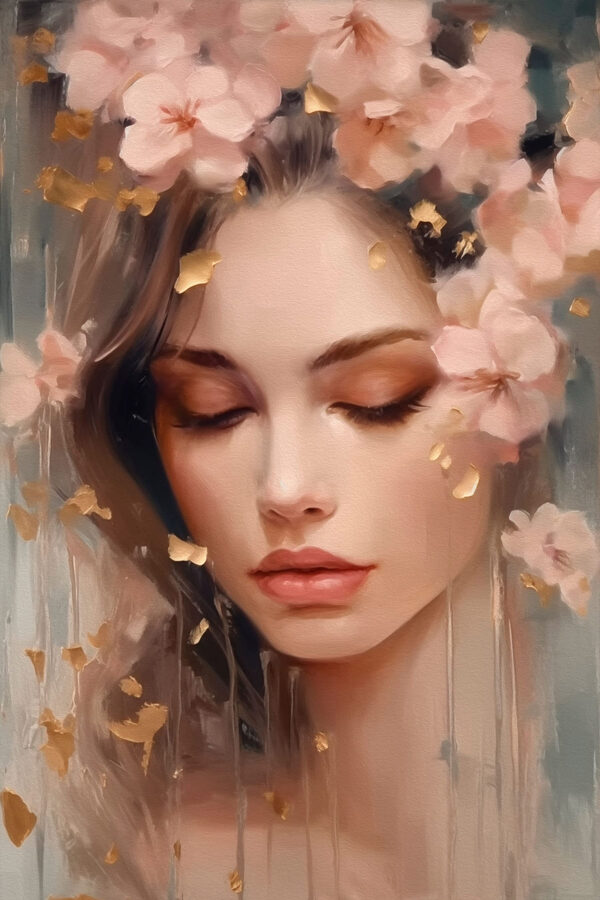 Femme avec des fleurs dans les cheveux Femme avec des fleurs dans les cheveux