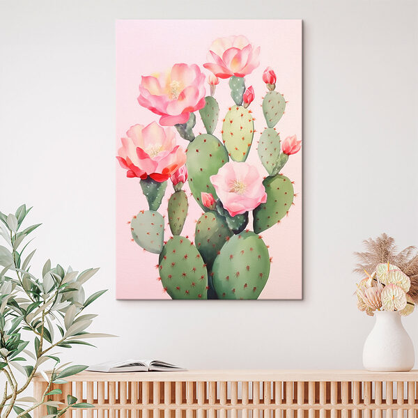 Peinture d'un cactus avec des fleurs Peinture d'un cactus avec des fleurs