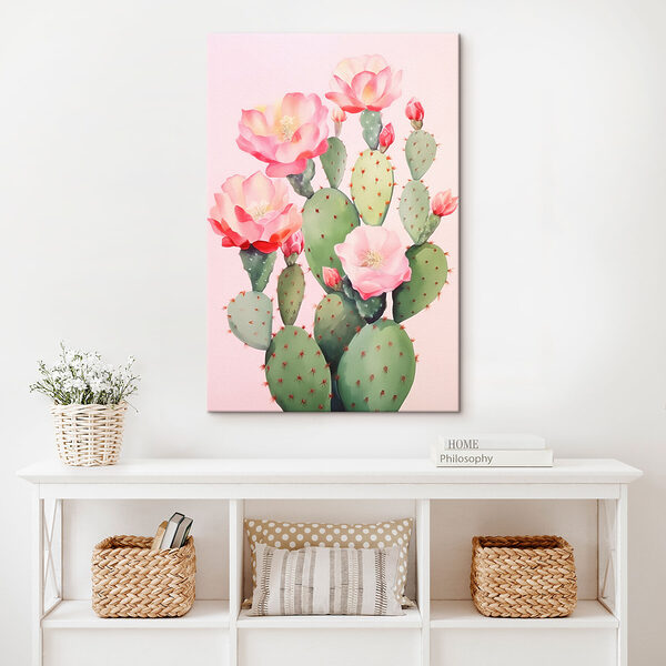 Peinture d'un cactus avec des fleurs Peinture d'un cactus avec des fleurs