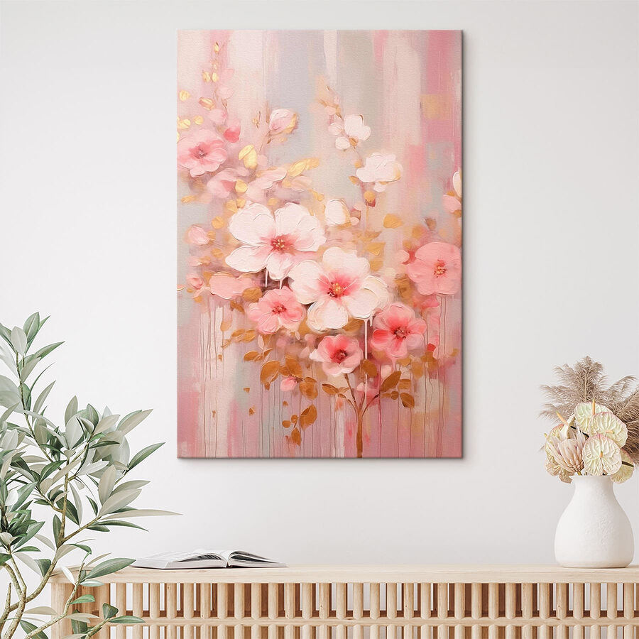 Peinture de fleurs roses