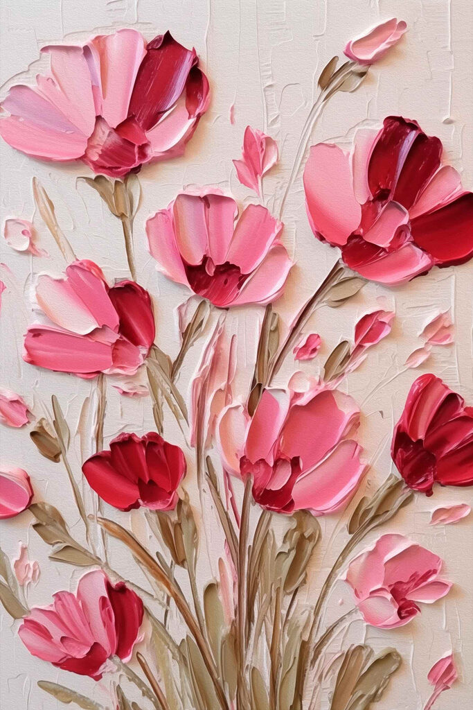 Painting of pink flowers