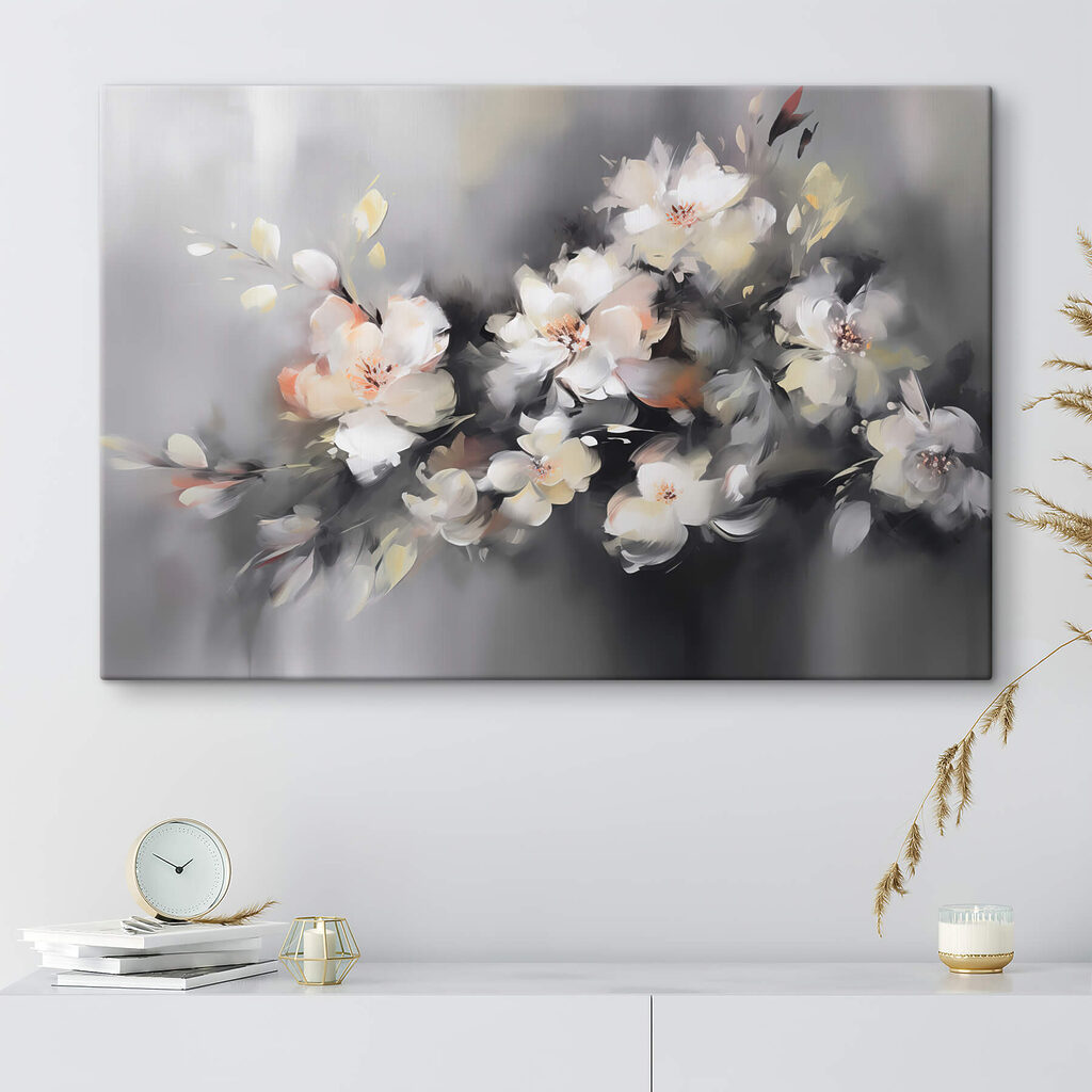 Painting of flowers on a grey background Painting of flowers on a grey background