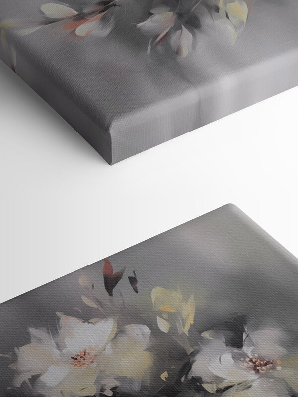 Painting of flowers on a grey background Painting of flowers on a grey background