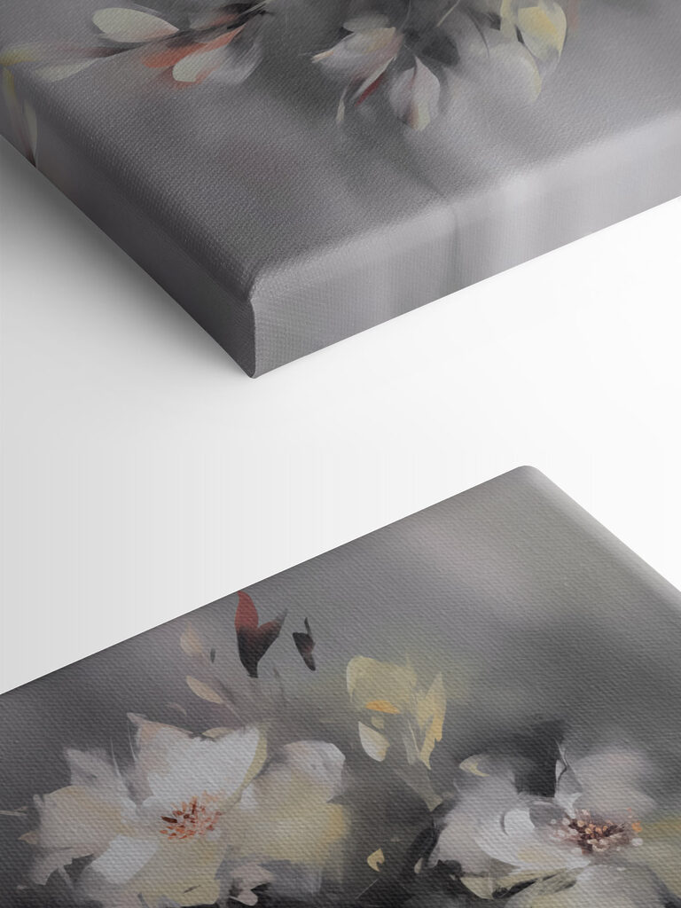 Painting of flowers on a grey background Painting of flowers on a grey background