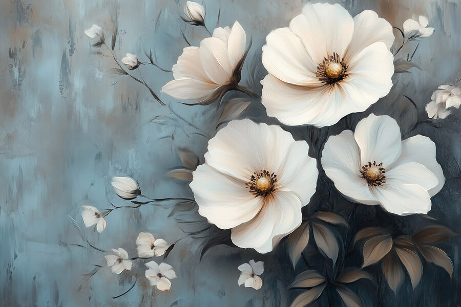 Peinture de fleurs blanches