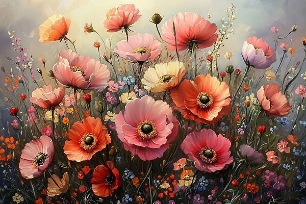 Peinture de fleurs dans un champ Peinture de fleurs dans un champ