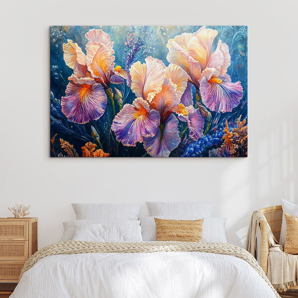 Peinture de fleurs aux pétales jaunes et violets Peinture de fleurs aux pétales jaunes et violets