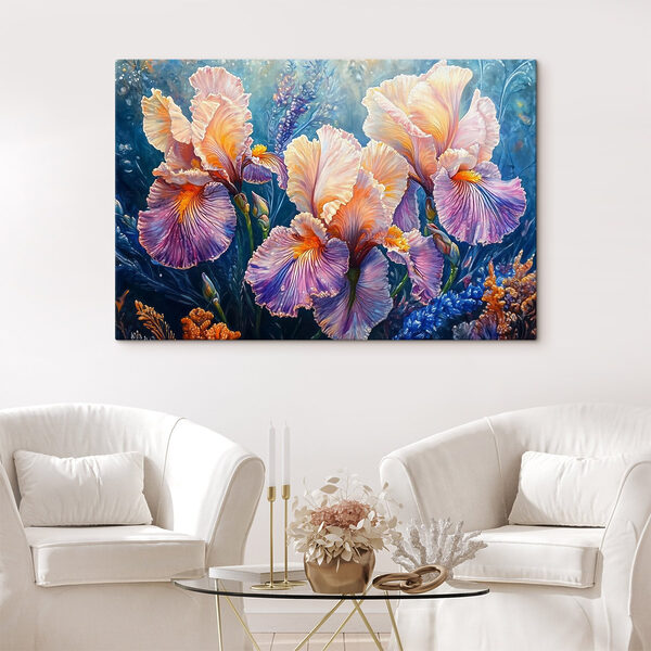 Peinture de fleurs aux pétales jaunes et violets Peinture de fleurs aux pétales jaunes et violets