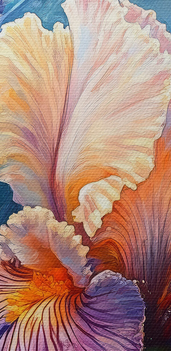 Peinture de fleurs aux pétales jaunes et violets Peinture de fleurs aux pétales jaunes et violets