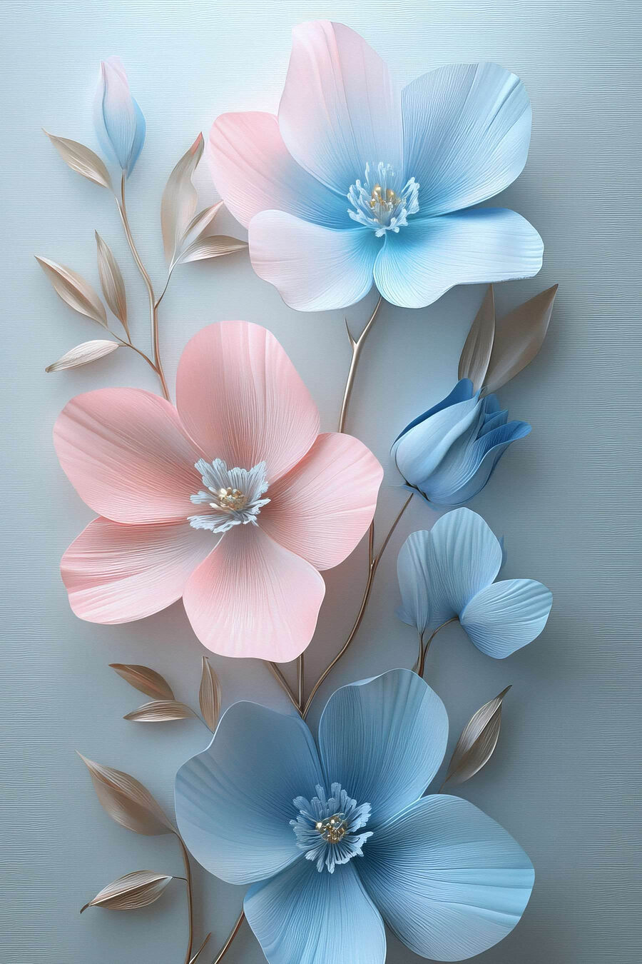 Groupe de fleurs sur une surface blanche