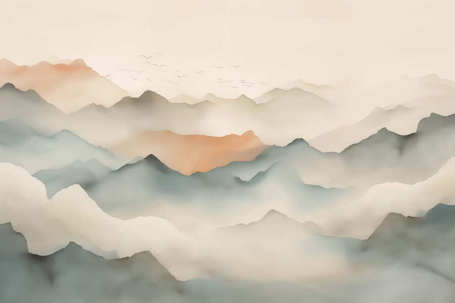 Paysage de montagnes avec nuages