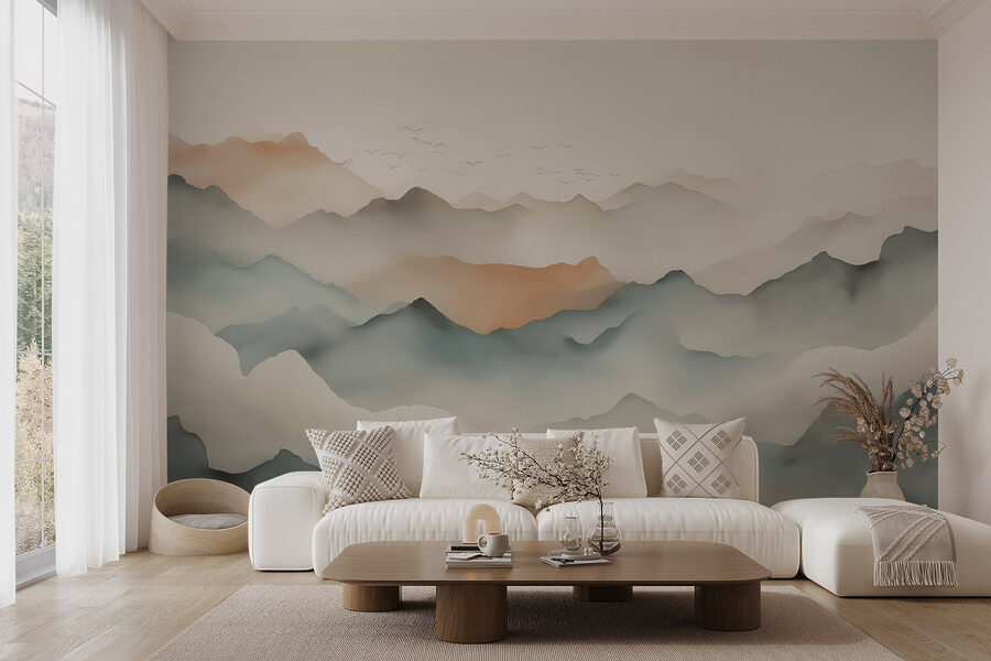 Paysage de montagnes avec nuages