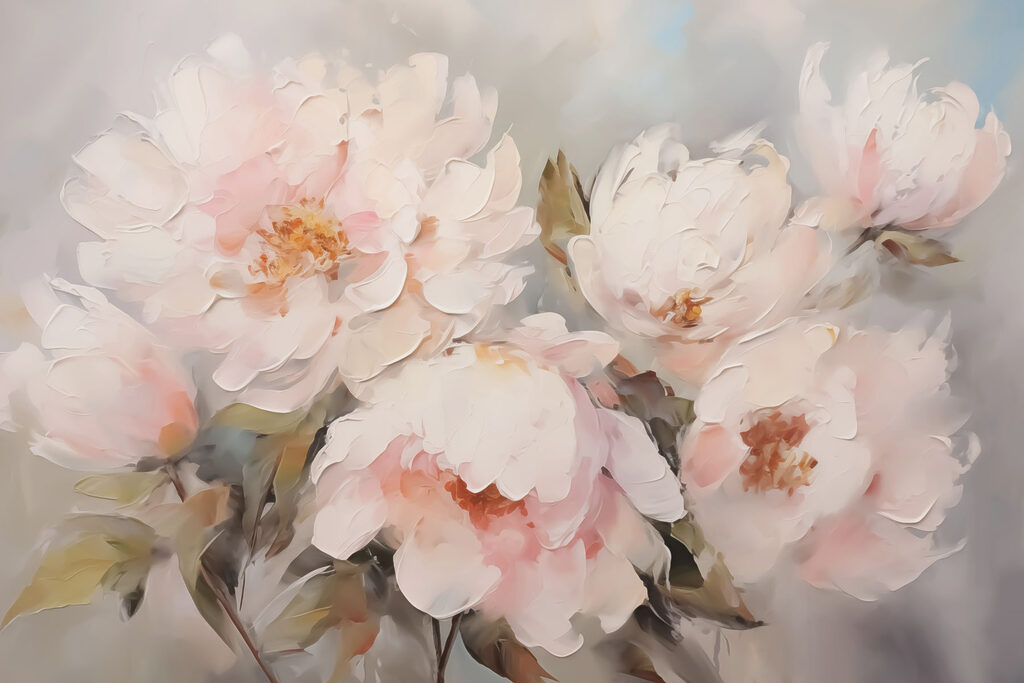 Peinture de fleurs sur une surface blanche Peinture de fleurs sur une surface blanche
