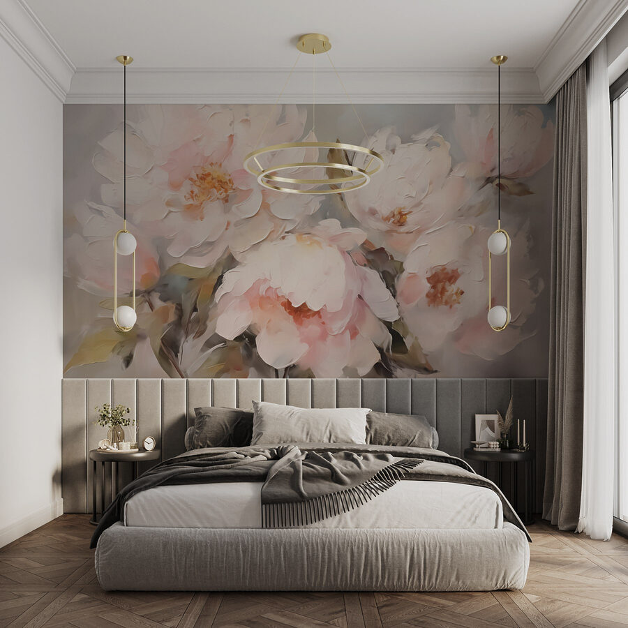 Peinture de fleurs sur une surface blanche