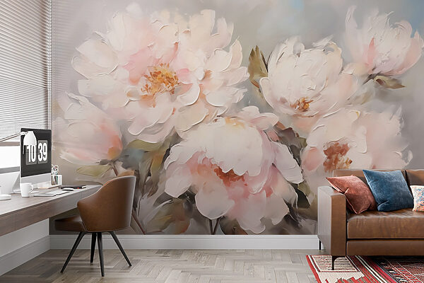 Peinture de fleurs sur une surface blanche Peinture de fleurs sur une surface blanche