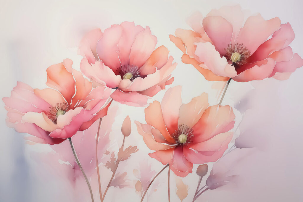 Peinture de fleurs sur fond blanc Peinture de fleurs sur fond blanc