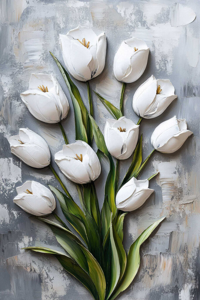 Painting of white tulips Painting of white tulips