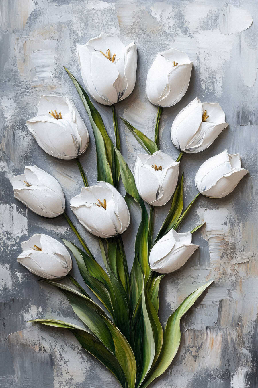 Peinture de tulipes blanches